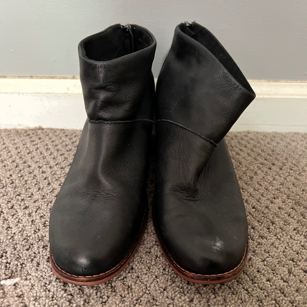 Black leather ankle booties